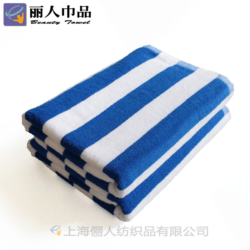 色织蓝白条纹浴巾
